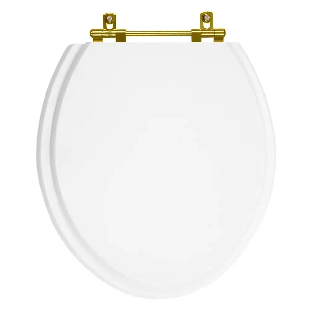Tampa de Vaso Sanitário Poliéster Fiori Branco para bacia Fiori Com Ferragem Dourada - 1