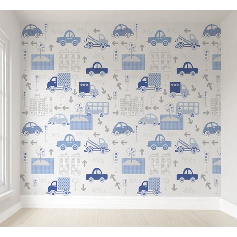 Papel de parede carrinho infantil para quarto de bebê M² PP83