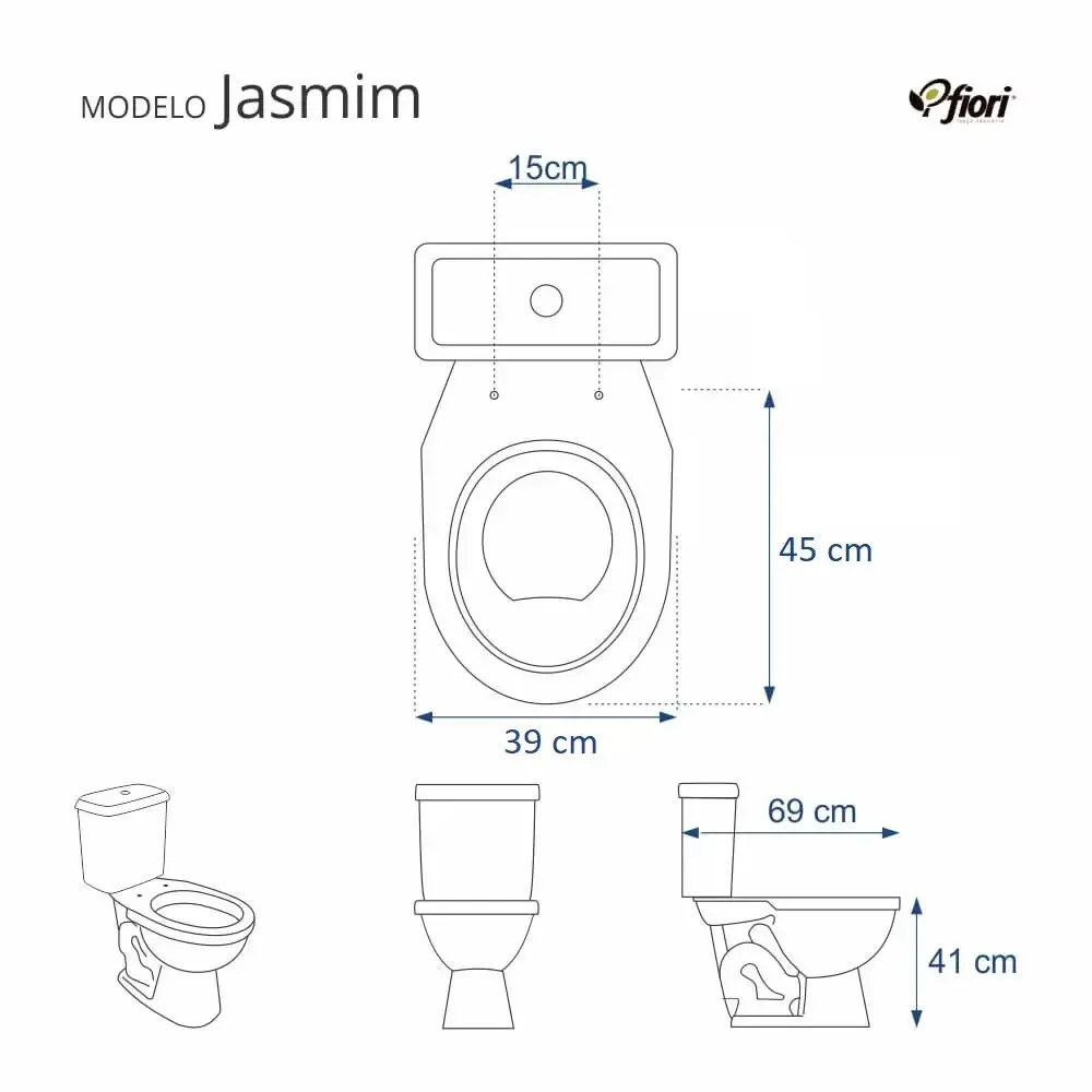 Tampa de Vaso Sanitário Jasmim Preto para bacia Fiori - 2