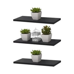 Kit 3 Prateleiras 40x20cm Preta Suporte Invisível - 2