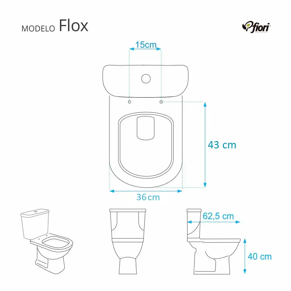 Tampa de Vaso Flox Branco para bacia Fiori 6lpf - 3