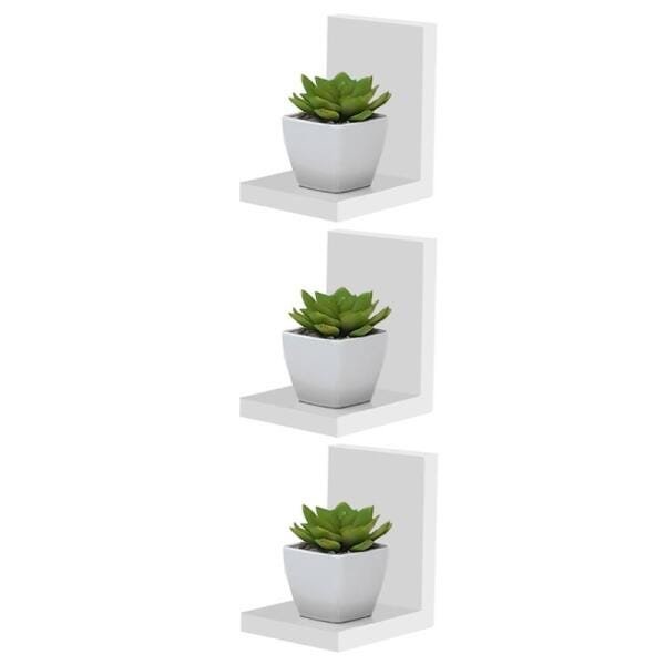 Kit 3 Prateleiras Buzios 15 X 12cm Branco