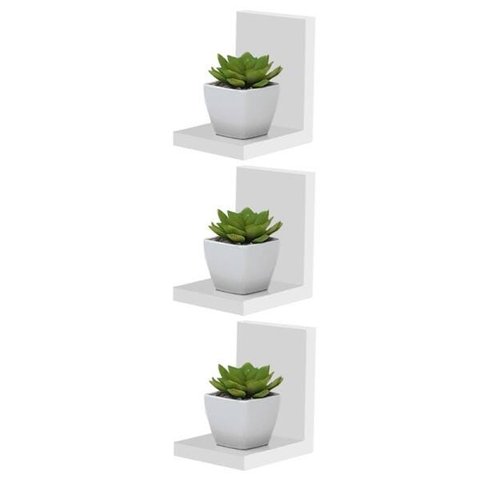 Kit 3 Prateleiras Buzios 15 X 12cm Branco