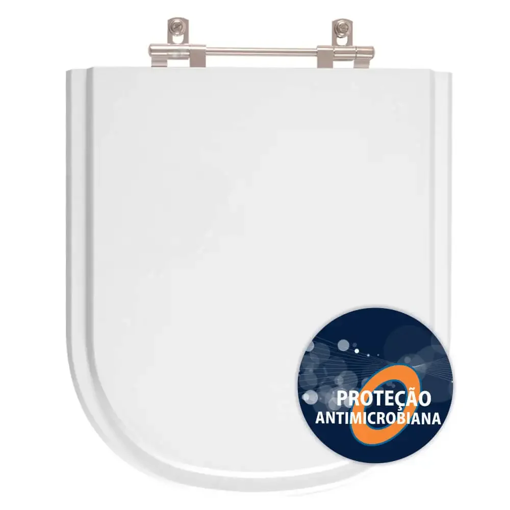 Tampa de Privada Poliéster Anti Bactéria Flox Branco para louça Fiori 6lpf - 1