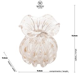 Vaso Murano Italy Trasparente/Dourado 11,5x13 - Wolff - 5