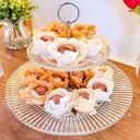 Ver imagem 3 de Porta Doces 2 Andares Cristal Renaissance 22,8x25cm Prato Duplo Lyor Cupcakes Salgados