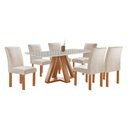 Ver imagem 1 de Mesa Kyra 170CMX90CM 6 Cadeiras Canela Tampo Smart Plus Vidro Off White