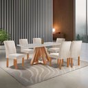 Ver imagem 4 de Mesa Kyra 170CMX90CM 6 Cadeiras Canela Tampo Smart Plus Vidro Off White