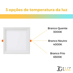 Kit 17 Painel Plafon Led Teto Embutir Quadrado 24w Bco / Pto - Branco - Bco Quente 3000k - 110v/220v - 4
