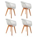 Ver imagem 1 de Kit 4 Cadeiras Web Wood Branca com Pés de Madeira e Metal Moderna e Ergonômica