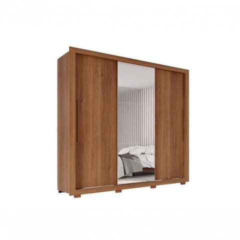 Guarda Roupa Casal Panamá Porta Espelho Central 3 Portas 4 Gavetas Salleto Cinamomo