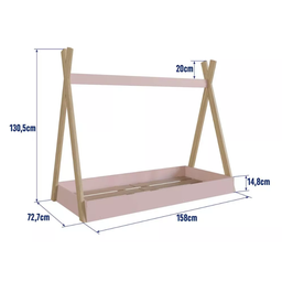 Cama Infantil Cabana Quarto da Criança Montessoriana Premium Moderna Conforto Cor Rosa - 4