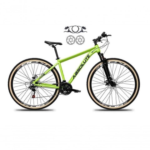 Bicicleta Aro 29 Absolute Nero 5 Freios Disco Hidráulicos 24v Garfo Suspensão Pneu Faixa - Verde