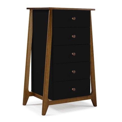 Cômoda Stoka com 05 Gavetas Nogal e Preto