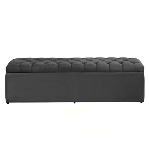Báu Calçadeira Sapateira Dubai 1,28mt- Tamanho Viúva- -suede Cinza