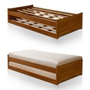 Ver imagem 3 de Cama Solteiro com Auxiliar Bibox Bicama Infantil Gabrieli com 2 Colchões Inclusos Madeira Castanho