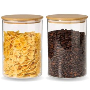 Kit 2 Potes Herméticos Oikos Tampa Bambu Redondo 500ml Multi