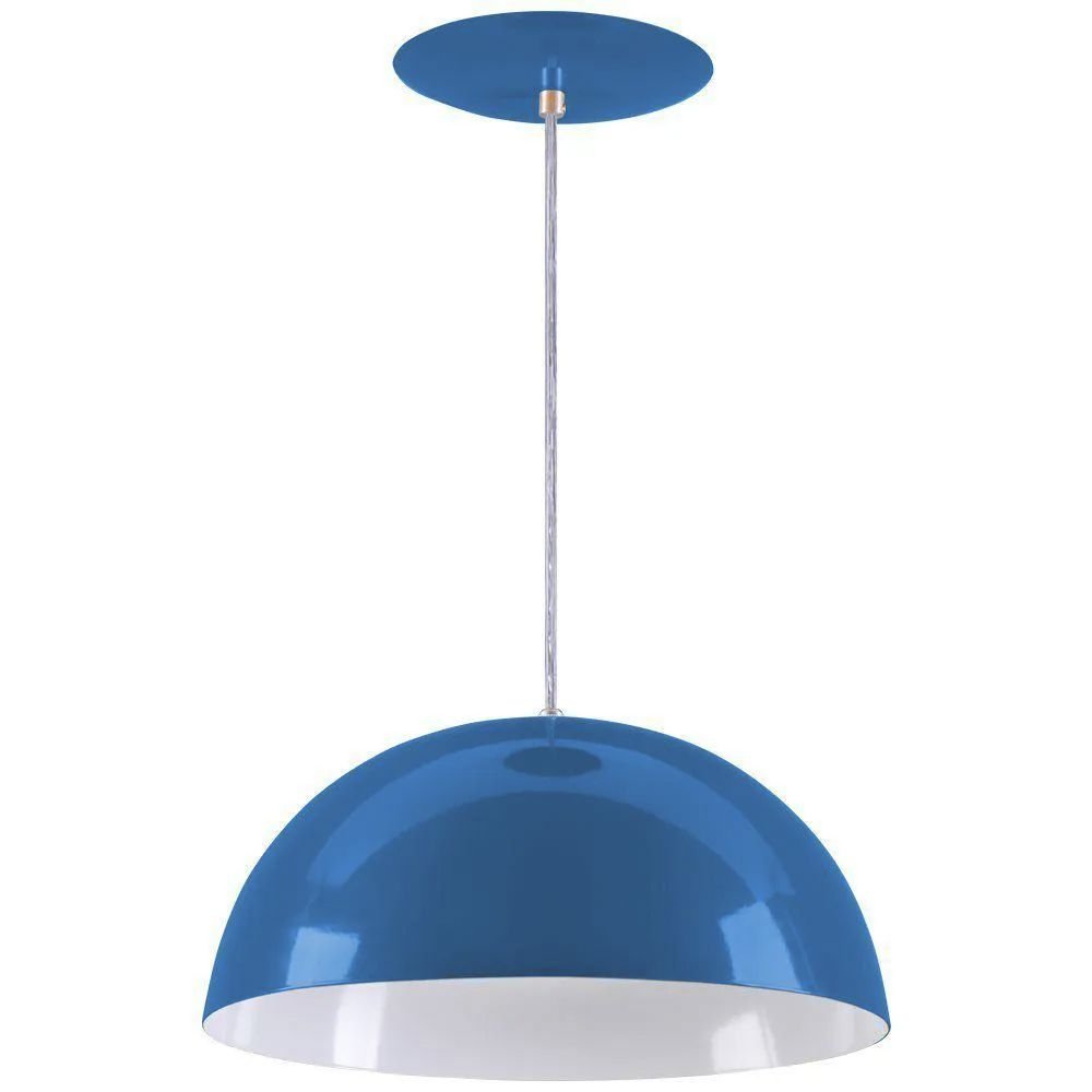 Pendente Meia Lua 40cm Luminária Alumínio Azul Royal - T&T Iluminação