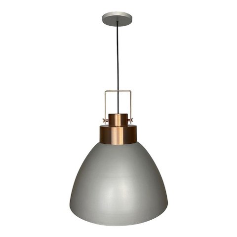 Lustre Pendente Utron King Estilo Industrial Alumínio 40cm - Cinza/cobre Duo Color