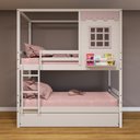 Ver imagem 1 de Treliche Casinha Reta Madeira Maciça Branco/ Rosa Housin