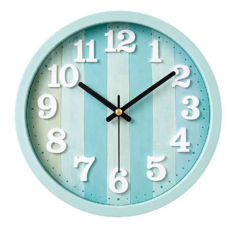 Relogio de Parede Azul Moderno 30cm Estilo Madeira Visor Vidro Decorativo Casa Quarto Escritorio Con