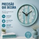 Ver imagem 3 de Relogio de Parede Azul Moderno 30cm Estilo Madeira Visor Vidro Decorativo Casa Quarto Escritorio Con