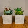 Kit 2 Suculentas Artificiais + Vasos Arranjos Vasinhos Cimento - 2