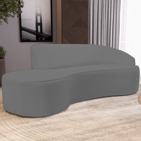 Sofá 4 Lugares Curvo Sala de Estar Living Firenze Direito D02 Corano Cinza 260 cm C-03 - Lyam
