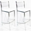 Ver imagem 1 de Kit 2 Banquetas EMPILHÁVEL cromada Altura 65cm assento branco - Poltronas do Sul