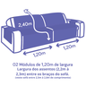 Protetor de sofá retratil matelado tamanho grande 4 e 5 lugares 2,2m cinza preto - 2