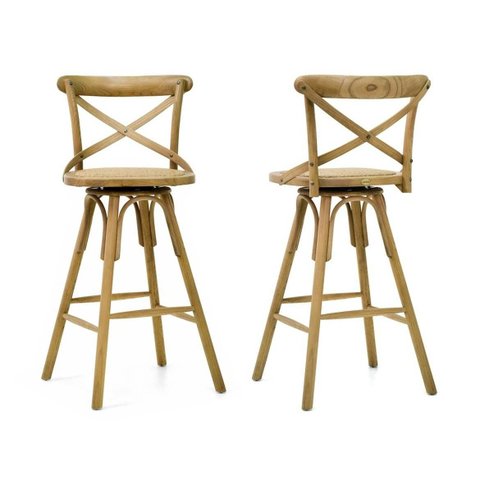 Banquetas Giratórias Paris em Madeira Maciça - 2 Banquetas