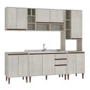 Ver imagem 1 de Cozinha Modulada Completa New 240x214 Cm Balcão Pia Armário Aéreo Nicho Forno Mdp Legno - Clicklar