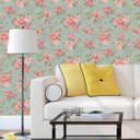 Ver imagem 3 de Papel de Parede Floral Rosas Vermelhas Fundo Verde Adesivo