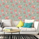 Ver imagem 4 de Papel de Parede Floral Rosas Vermelhas Fundo Verde Adesivo