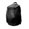 Mochila Masculina de Couro Grande Cor Preto com Faixa Branca - 1