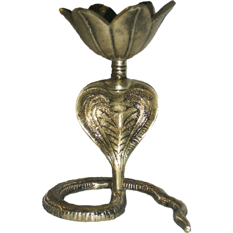 Porta Incensos Cobra NAJA em Latão Artesanal Inacabavél SAT Cobra NAJA Dourada