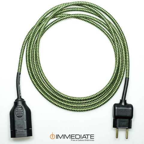 Extensão Elétrica 2 Metros Pp 2x0,75mm Revestido Verde/dourado Cabos Immediate