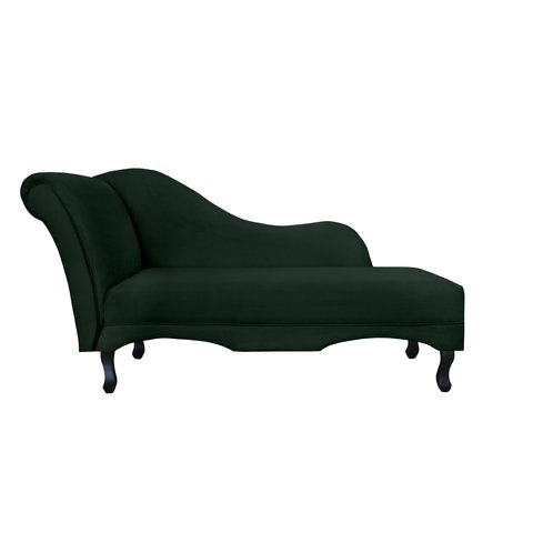 Recamier Decorativo Divã Olivia Suede Verde Pés Madeira Ms Decor