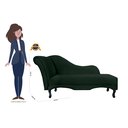 Ver imagem 4 de Recamier Decorativo Divã Olivia Suede Verde Pés Madeira Ms Decor