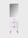 Ver imagem 1 de Gabinete para Banheiro com Tampo Cuba e Espelheira 60cm Retro Mdf Branco Milano - On Móveis