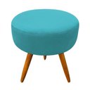 Ver imagem 1 de Puff Redondo Suede Azul Turquesa Pés Palito
