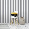 Papel De Parede Listrado Branco E Cinza Grafite 3,0M X 50Cm - 1