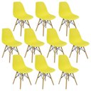 Ver imagem 1 de Kit 10 Cadeiras Charles Eames Eiffel Dsw - Base de Madeira Clara - Amarelo Multicolorido