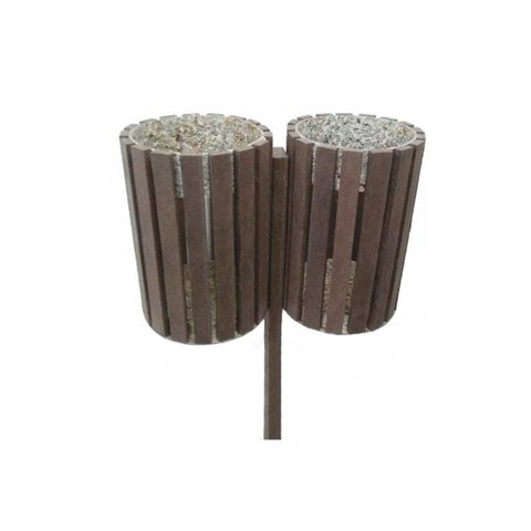 Lixeira Madeira Plástica Maciça Marrom Dupla 80 Litros Redonda 100% Reciclada 1,5m / Lc-24dc Lanci M