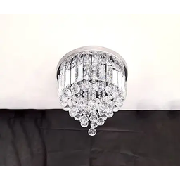 Lustre Redondo Chuva Cristais Retangulos Legitimos K9 30cm - 2