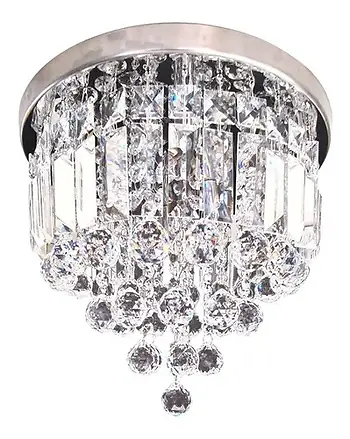 Lustre Redondo Chuva Cristais Retangulos Legitimos K9 30cm - 3