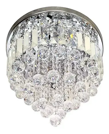 Lustre Redondo Chuva Cristais Retangulos Legitimos K9 30cm