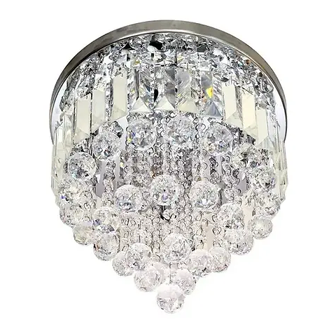 Lustre Redondo Chuva Cristais Retangulos Legitimos K9 30cm
