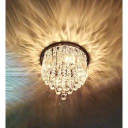 Lustre Redondo Chuva Cristais Retangulos Legitimos K9 30cm - 5