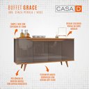 Ver imagem 7 de Aparador Buffet Grace com 4 Portas e Pés de Madeira Maciça - 5 Cores:cinza-noce
